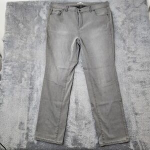 Woman Within Pants Womens 18W Tall Gray Straight Leg Stretch Jeans 92711